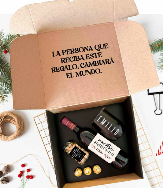 Caja Navideña "Tinto+termo+snacks"