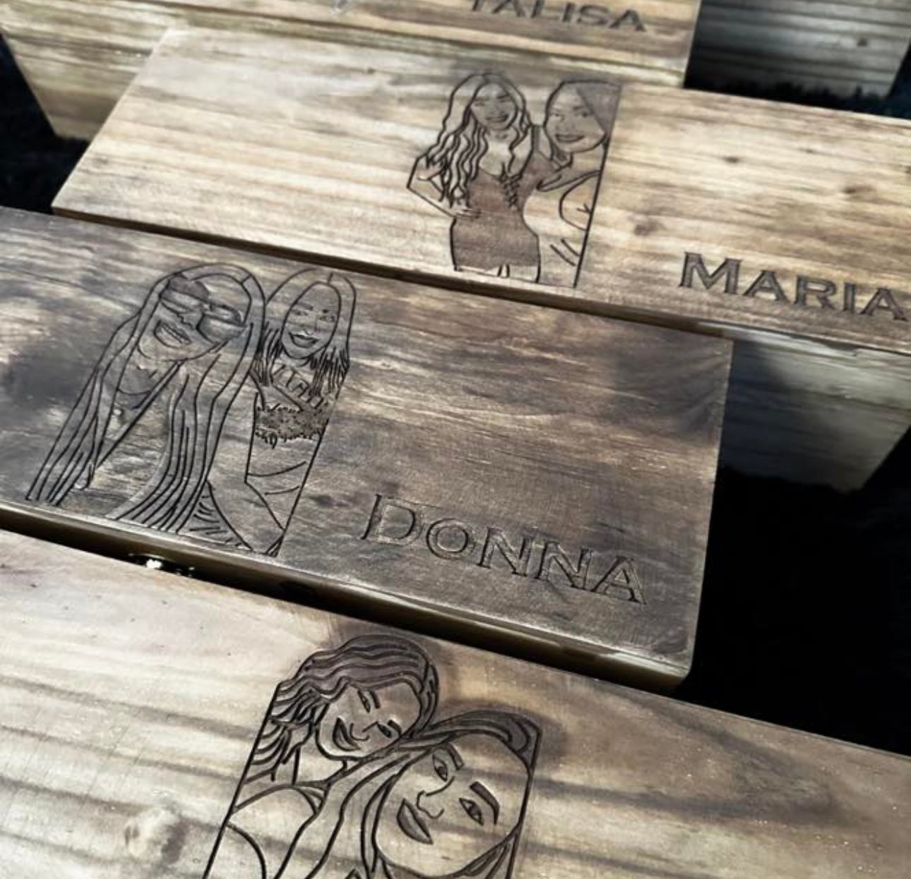 Caja para padrinos, madrinas, damas de honor con botella y diseño de foto